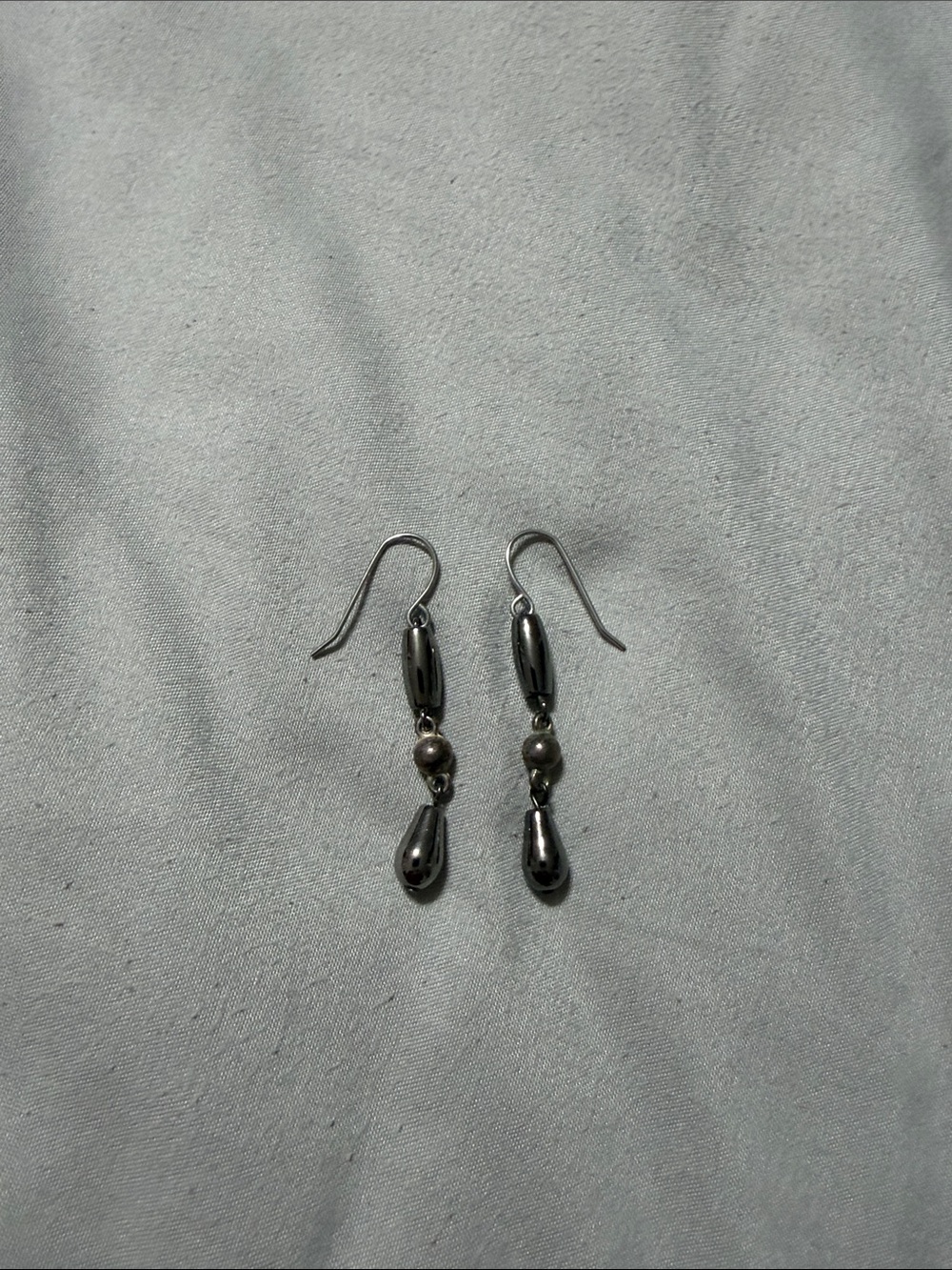 Sterling Silver Teardrop Dangle Earrings - Silver